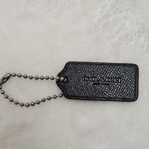 Coach Black Leather Keychain Tag